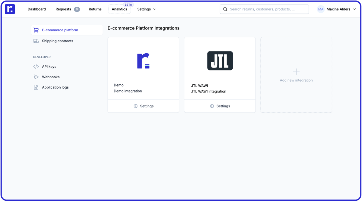 Return process for JTL WAWI | Returnless