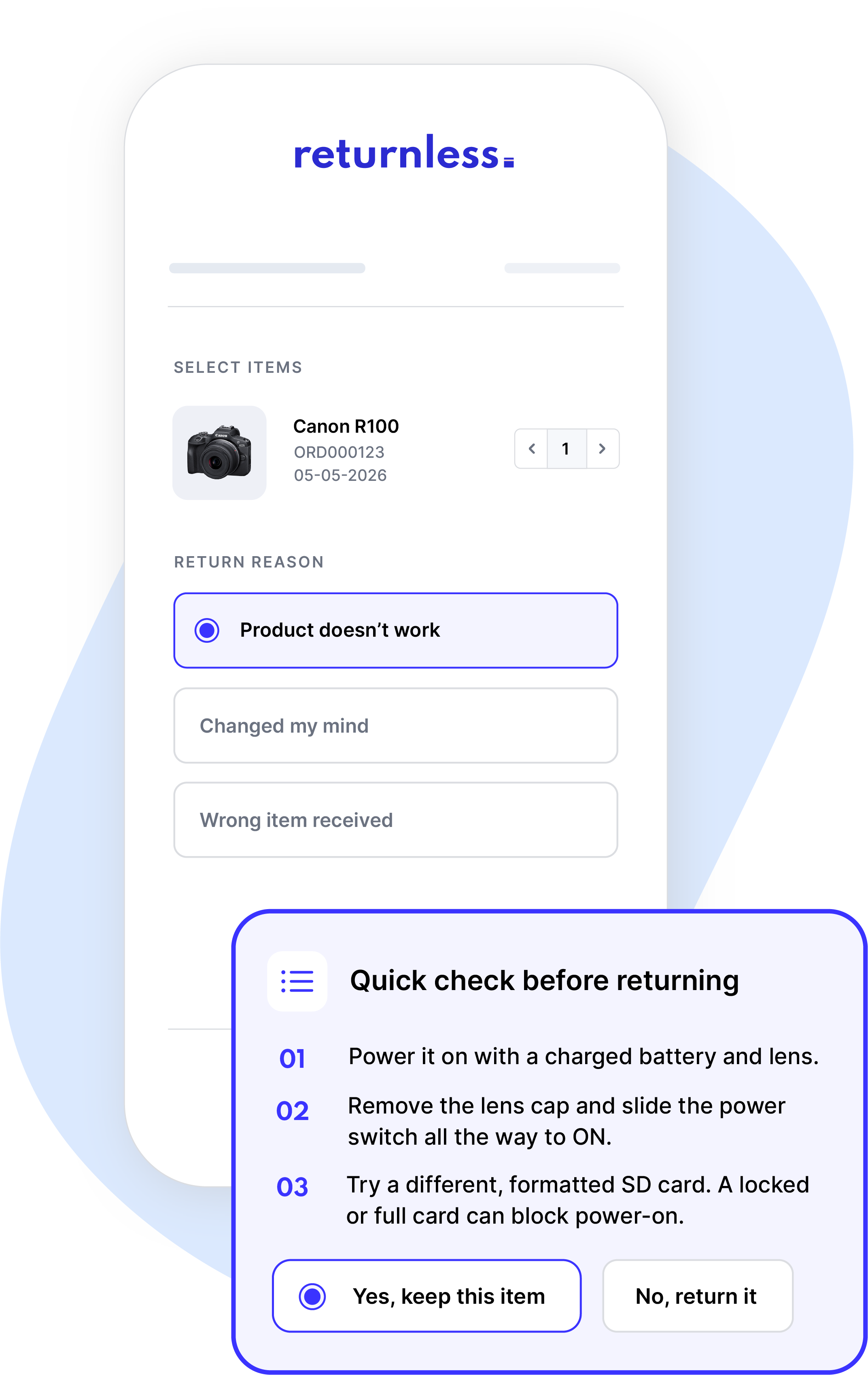 Return form - Return prevention tool - mobile 2@3x