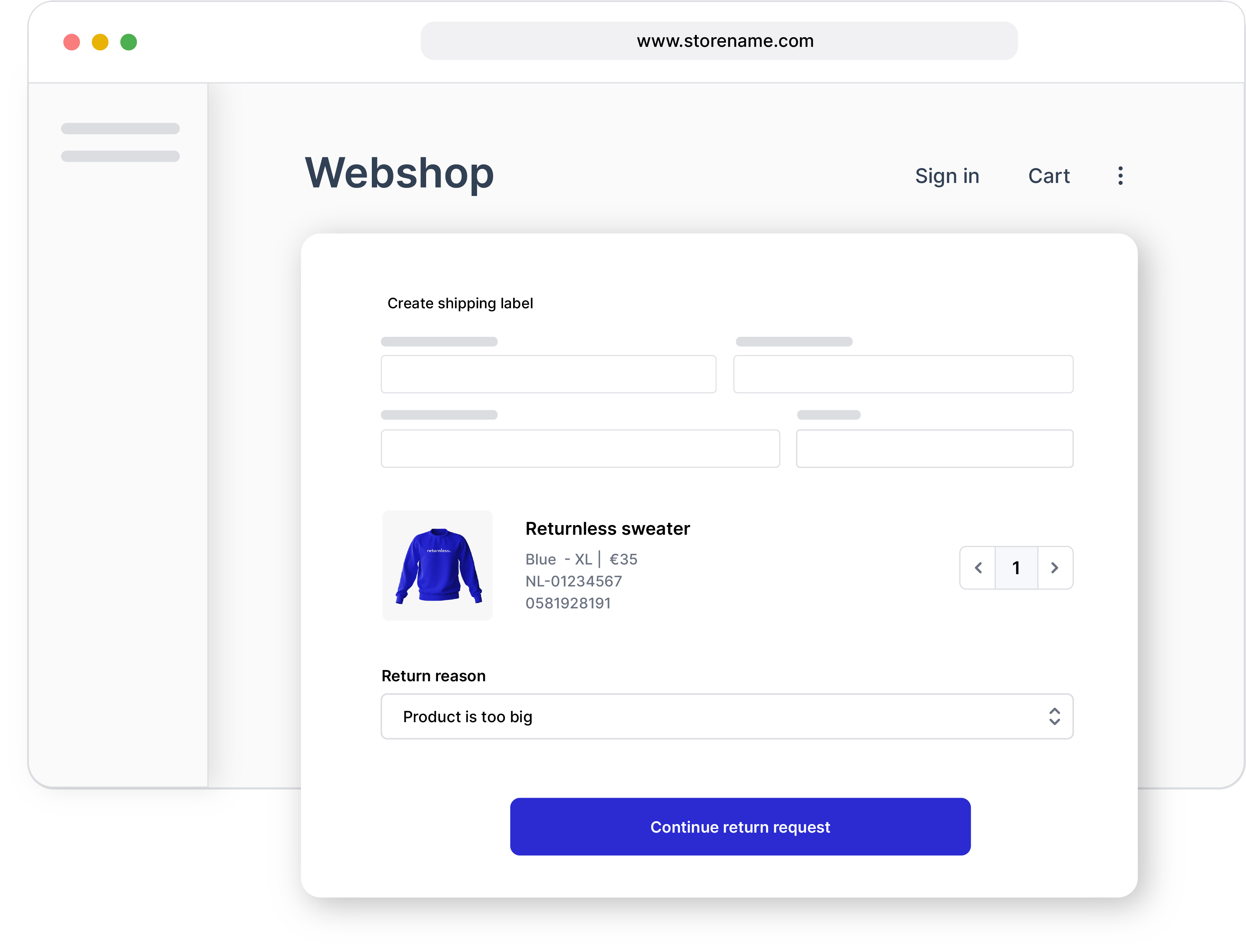 Embedded return forms