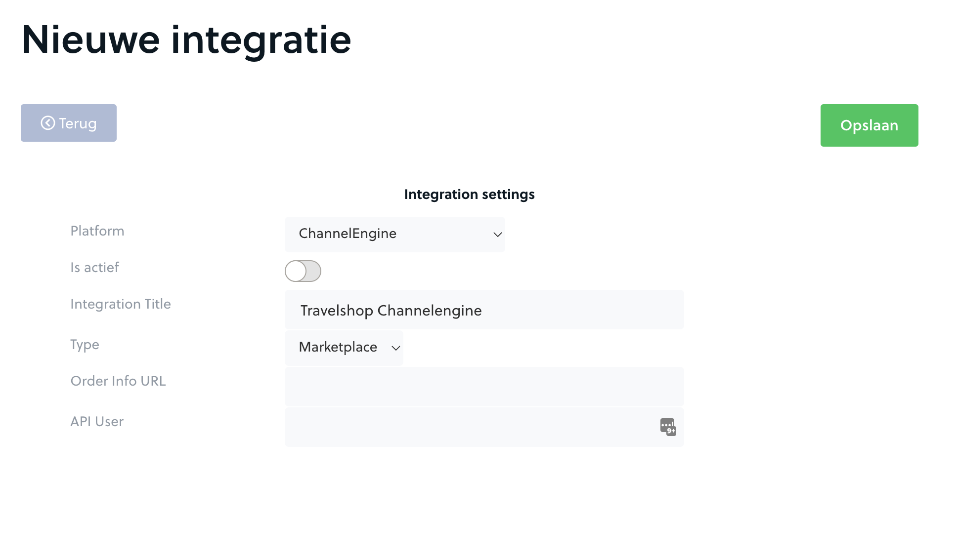 Nieuw integratie channelengine Nieuw integratie channelengine